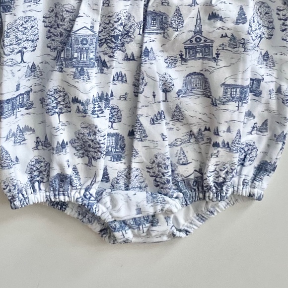 Edgehill Collection x Darby Fallon Clark Ansley Blue Toile Romper Set Baby Girls - Picture 3 of 4
